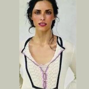 Anthropologie TABITHA Sugar Sap Sweater Tunic Knit Ivory Cream Pink Lightweight